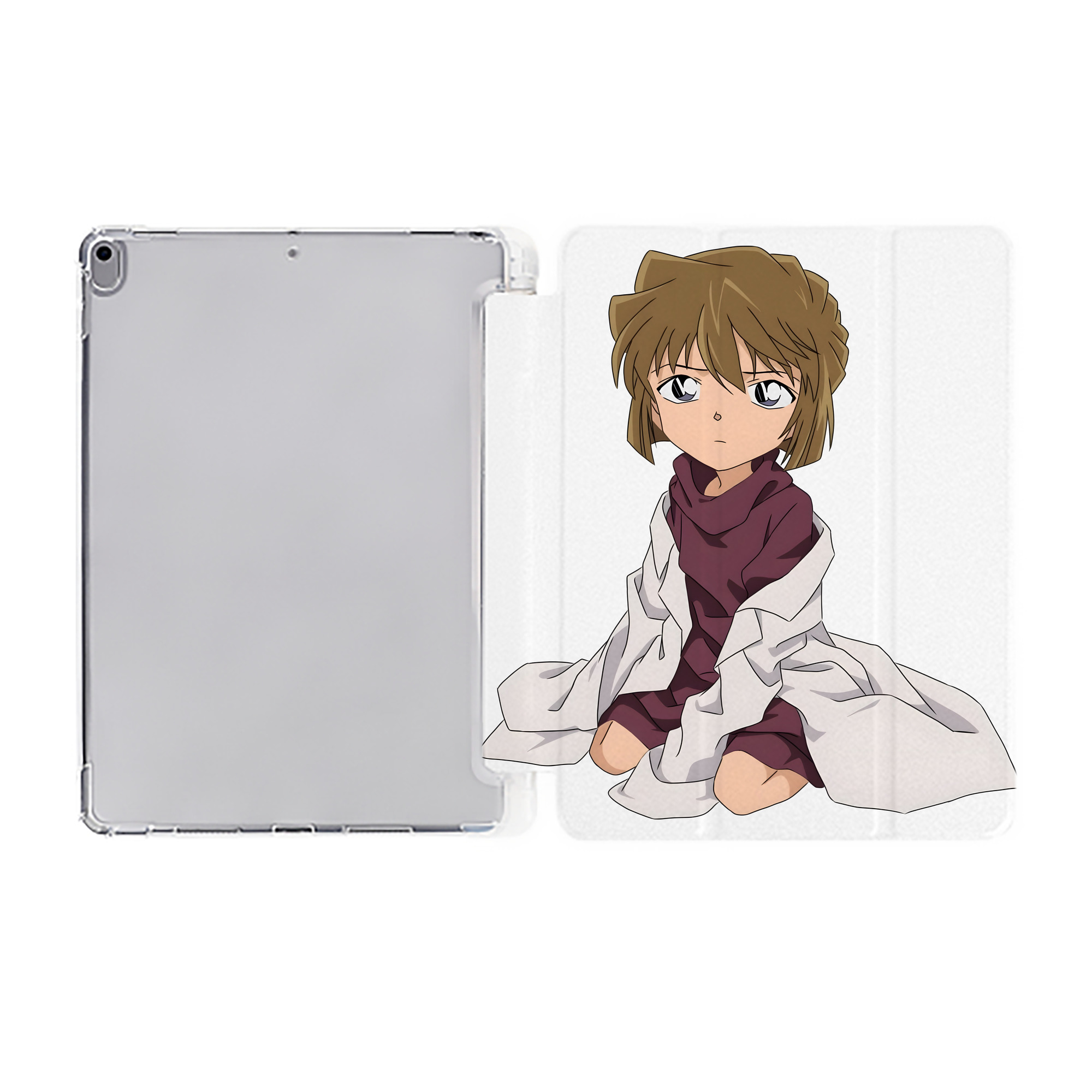 （画像用） 名探偵コナン 灰原 哀 はいばら あい Detective Conan Anita Hailey、Vi Graythorn Haibara Ai IPad ケース ペン収納付き 三つ折りスタンド PUレザー×シリコン 対応機種9.5/10.5/10.9インチ